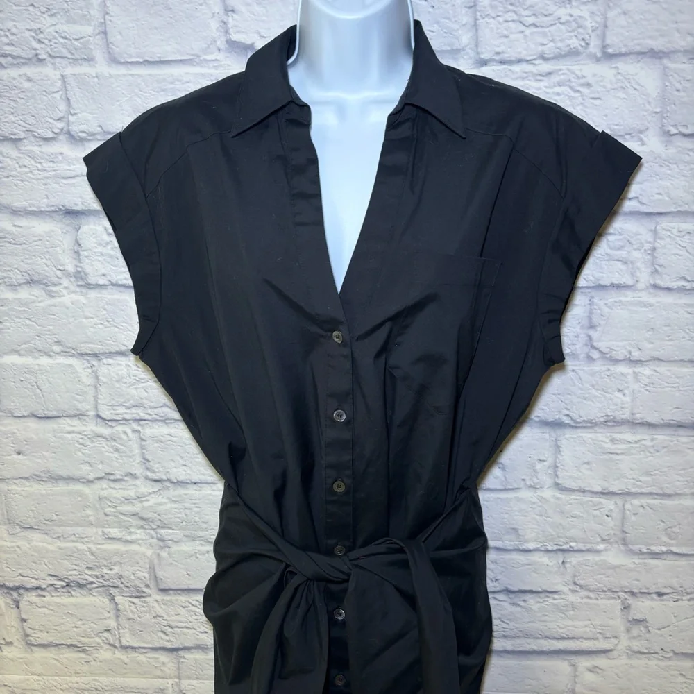 Veronica Beard Aimee Black Shirtdress Mini Size 8 Women’s Quiet Luxury - Picture 4 of 15